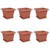 vidaXL Augu podi 6 pcs Ķieģeļu sarkans 33 x 33 x 26 cm Plastmasa
