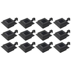 vidaXL āra solārās lampas, 12 gab., 12 cm, LED, kvadrāta forma, melnas
