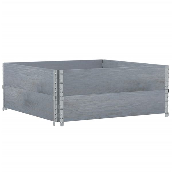 vidaXL pale&scaron;u apmales, 2 gab., pelēks, 100x100 cm, priedes masīvkoks