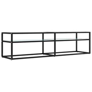 vidaXL TV plaukts, 160x40x40,5 cm, rūdīts stikls, balts marmora raksts