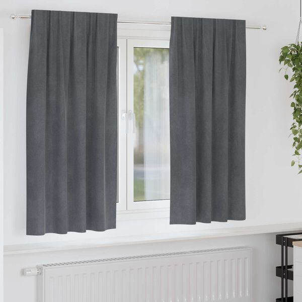 vidaXL Aptumšojošie aizkari 2 pcs Gaiši pelēks 140 x 175 cm Samts