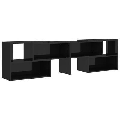 vidaXL TV plaukts, 149x30x52 cm, spīdīgi melns, skaidu plāksne