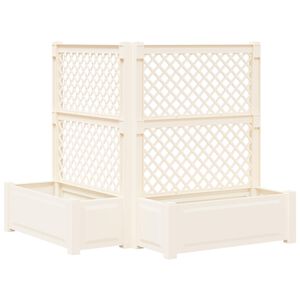vidaXL Liels puķu pods ar treļļiem 2 pcs Balts 143 x 143 x 133,5 cm PP