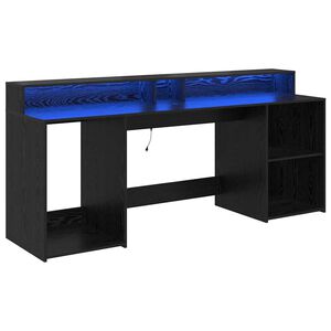 vidaXL Galds ar durvīm Melns ozols 200 x 55 x 91 cm Inženierijas koks