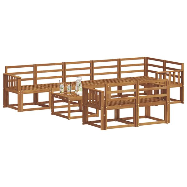 vidaXL Āra dīvānu komplekts 9 pcs Dabiska Cietā akācijas koks