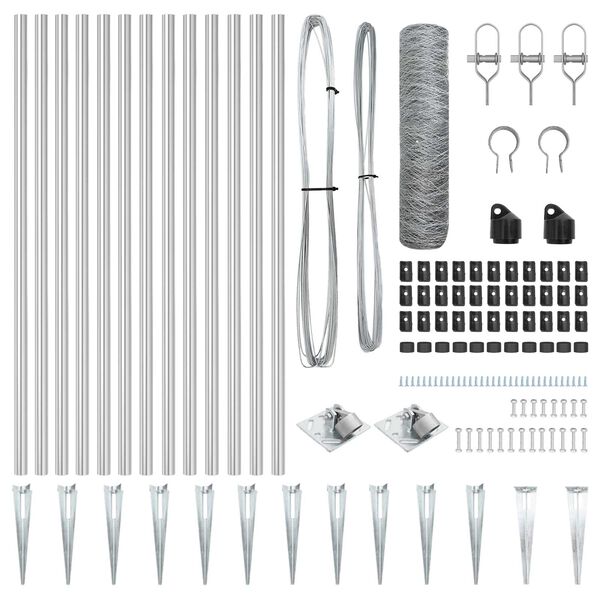 vidaXL Žoga āķis Sudraba 25 x 1 m (36 mm siets) Tērauds