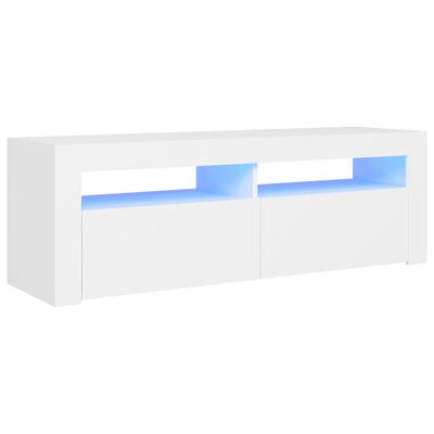 vidaXL TV galdiņš ar LED lampiņām, 120x35x40 cm, balts