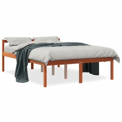vidaXL senioru gulta, vaska brūna, 140x200 cm, priedes masīvkoks
