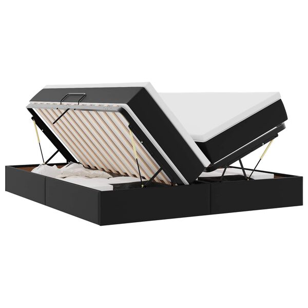 vidaXL Gulta ar uzglabā&scaron;anas vietu un matraci Melna 180 x 200 cm