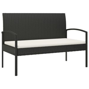 vidaXL dārza sols ar matraci, 105 cm, melns, PE rotangpalma