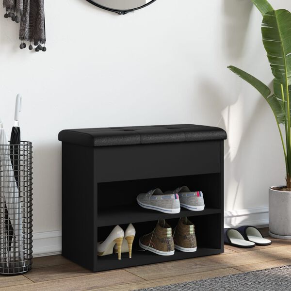 vidaXL apavu skapītis, melns, 62x32x50 cm, inženierijas koks