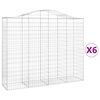vidaXL arkveida gabiona grozi, 6 gb., 200x50x160/180cm, cinkota dzelzs