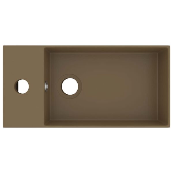 vidaXL vannasistabas izlietne ar noteci, matēta krēmkrāsas keramika