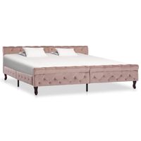 vidaXL gultas rāmis, rozā samts, 200x200 cm