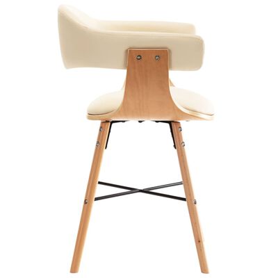 vidaXL virtuves krēsli, 6 gab., liekts koks, krēmkrāsas mākslīgā āda
