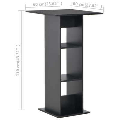 vidaXL bāra galds, 60x60x110 cm, melns
