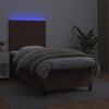 vidaXL atsperu gulta ar matraci, LED, brūna, 80x200 cm, mākslīgā āda