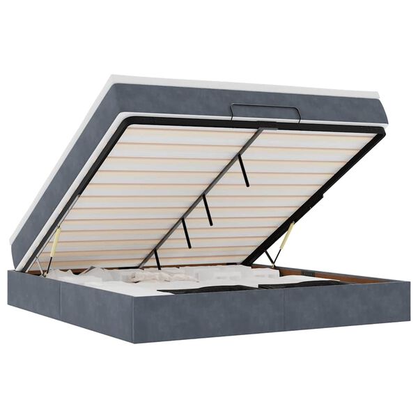 vidaXL Osmaņu gultas rāmis ar matrača tumši pelēks 180x200 cm samts