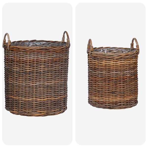 vidaXL Stādītāju grozs ar uzglabā&scaron;anu 2 pcs Brūna Lacak rattan
