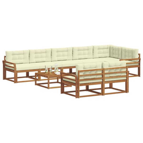 vidaXL Āra dīvānu komplekts ar spilvenu 9 pcs Dabisks un krējuma