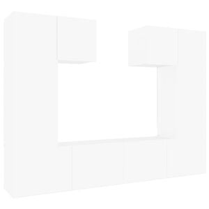 vidaXL 6-daļīgs TV skapī&scaron;u komplekts, balts, inženierijas koks