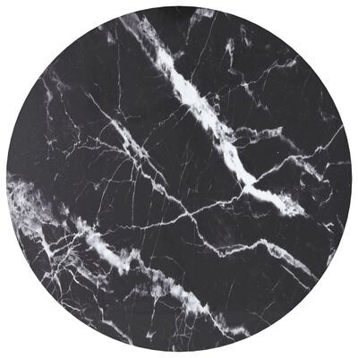 vidaXL galda virsma, melna, Ø30x0,8 cm, stikls ar marmora dizainu