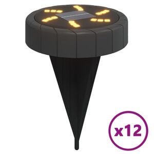 vidaXL solārās zemes gaismas ar zemes tapām, āra 12 gab., silti baltas