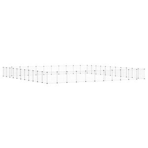 vidaXL 44 paneļu mājdzīvnieku būris ar durvīm, melns, 385x385x35cm, tērauds