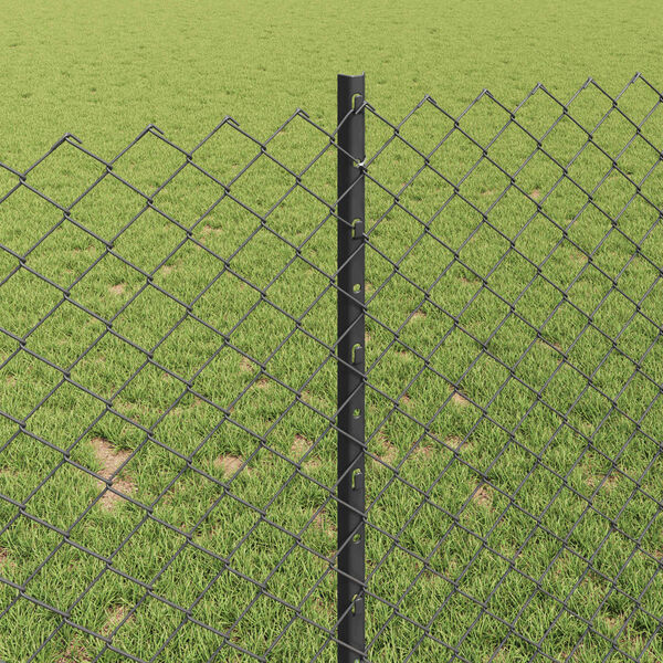 vidaXL Žogs ar stabu Pelēka 1 x 10 m Tērauds un PVC