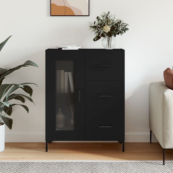 vidaXL kumode, melna, 69,5x34x90 cm, inženierijas koks