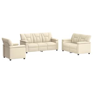vidaXL Dīvānu komplekts 3 pcs Krēmkrāsa Mākslīgā āda