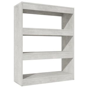 vidaXL grāmatu plaukts, 80x30x103 cm, betonpelēks, inženierijas koks