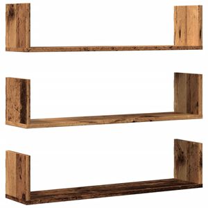 vidaXL sienas plaukti 3 gab. veca koka 80x18x18 cm inženierijas koks