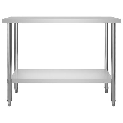 vidaXL virtuves darba galds ar plauktu, 120x60x150 cm, tērauds