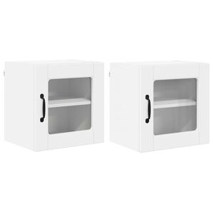 vidaXL Sienas stikla skapis PORTO 2 pcs Balts 40 x 31 x 40 cm