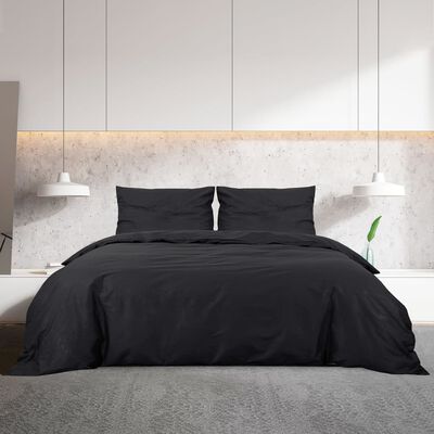 vidaXL gultasveļas komplekts, melns, 135x200 cm, kokvilna