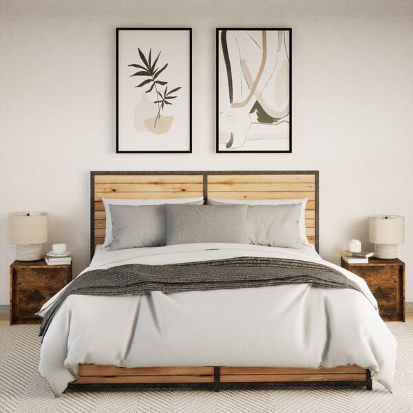 vidaXL naktsskapī&scaron;i ar LED, 2 gab., ozolkoka krāsā, inženierijas koks