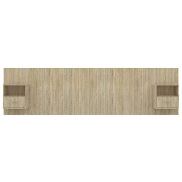 vidaXL gultas galvgalis ar skapī&scaron;iem, ozola krāsā, inženierijas koks