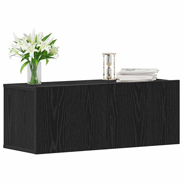 vidaXL Televizora skapī&scaron;a 2 pcs Melns ozolkoks 80 x 30 x 30 cm