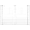 vidaXL gabionu siena ar 3 stabiem, U-forma, dzelzs, 260x20x200 cm