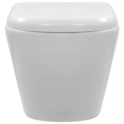 vidaXL tualetes pods, stiprināms pie sienas, balta keramika