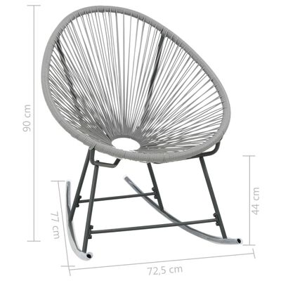 vidaXL dārza šūpuļkrēsls, apaļš, pelēks, PE rotangpalma