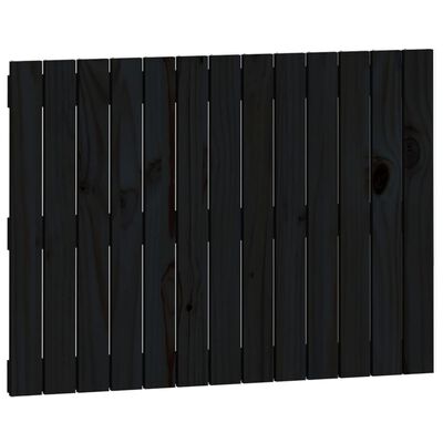 vidaXL sienas galvgalis, melns, 82,5x3x60 cm, priedes masīvkoks