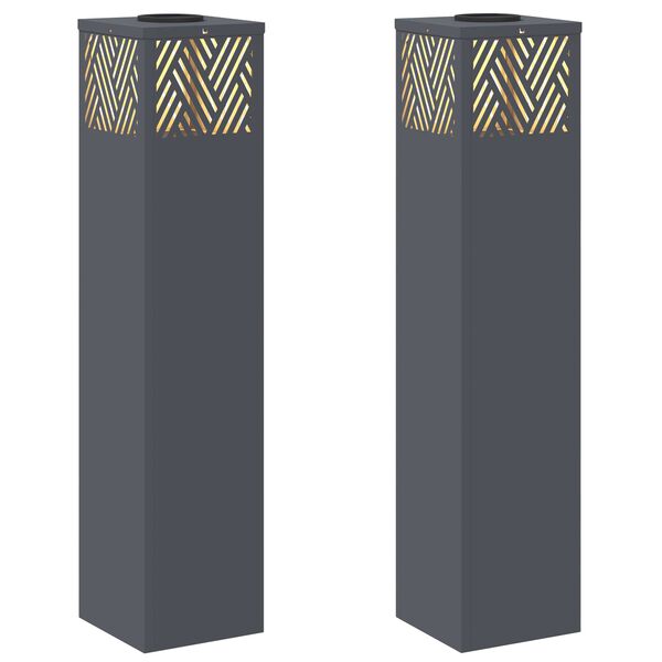 vidaXL Saules LED ceļa gaisma 2 pcs Antracīts Auksti velmēts tērauds