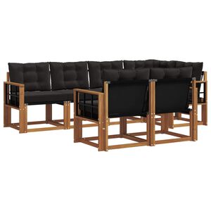 vidaXL Āra dīvānu komplekts ar spilvenu 7 pcs Dabīgs un melns