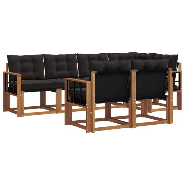 vidaXL Āra dīvānu komplekts ar spilvenu 7 pcs Dabīgs un melns