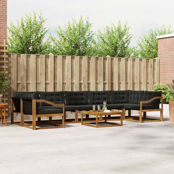 vidaXL Āra dīvānu komplekts ar spilvenu 8 pcs Dabīgs un melns