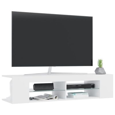 vidaXL TV plaukts ar LED lampiņām, 135x39x30 cm, balts