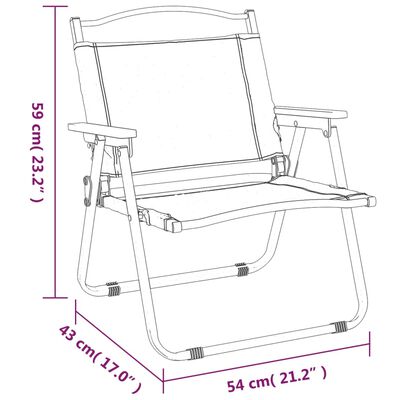 vidaXL kempinga krēsli, 2 gab., 54x43x59 cm, Oksfordas audums, bēši