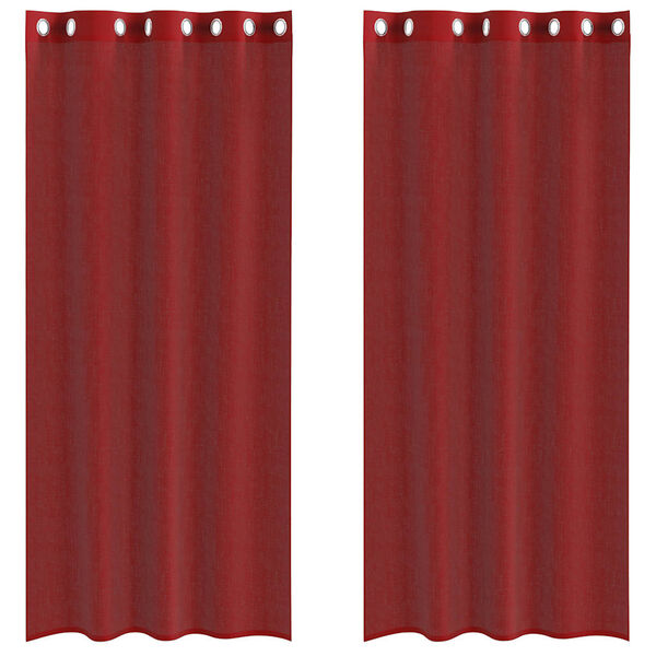 vidaXL voile aizkari ar starplikām, 2 gab., vīnsarkani